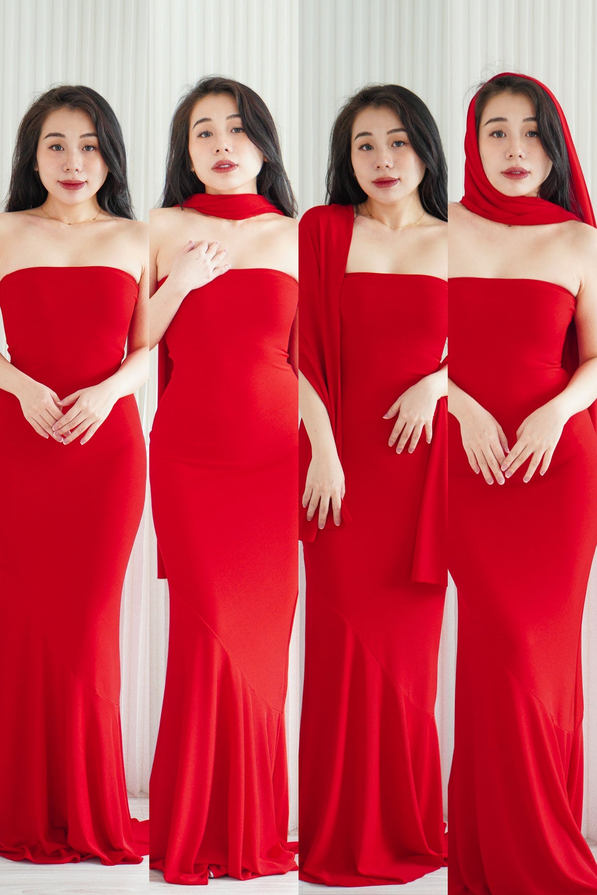 Xoe Tube Maxi Dress with Sash in Red