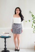 Lumisa Sequin Bodycon Mini Skirt in Grey