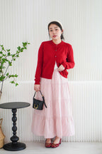 Holly Knit Cardigan Top in Red