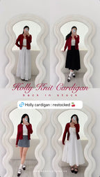 Holly Knit Cardigan Top in Red