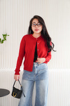 Holly Knit Cardigan Top in Red