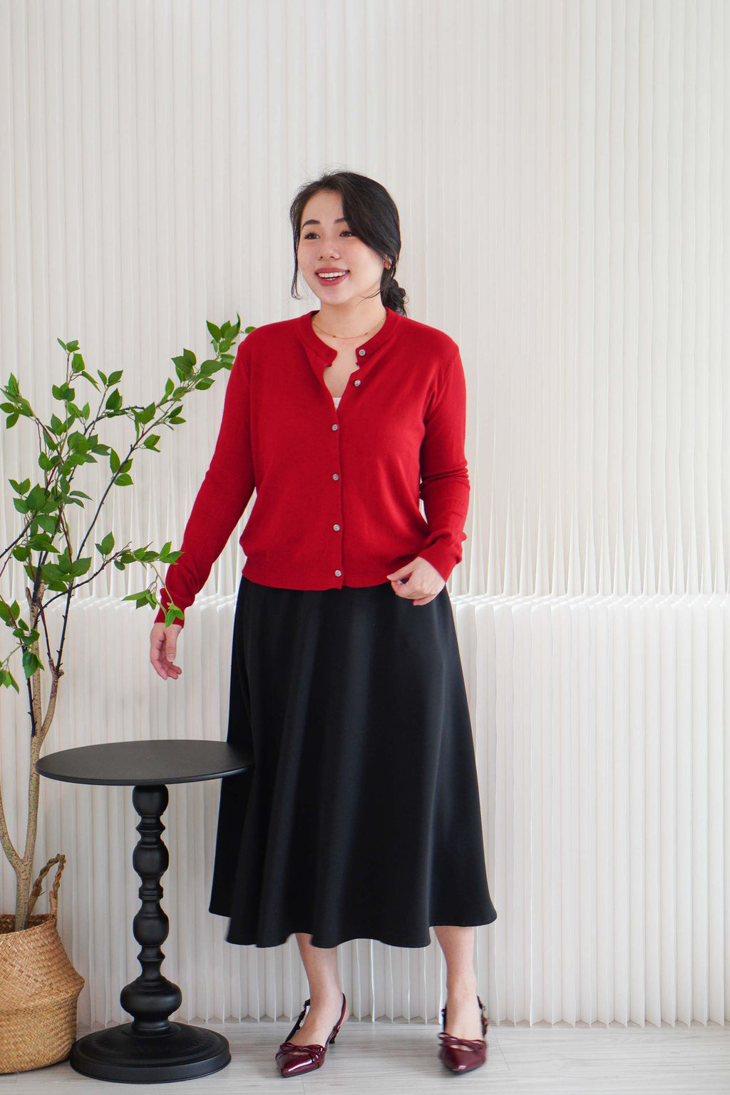 Holly Knit Cardigan Top in Red