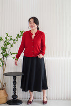 Holly Knit Cardigan Top in Red
