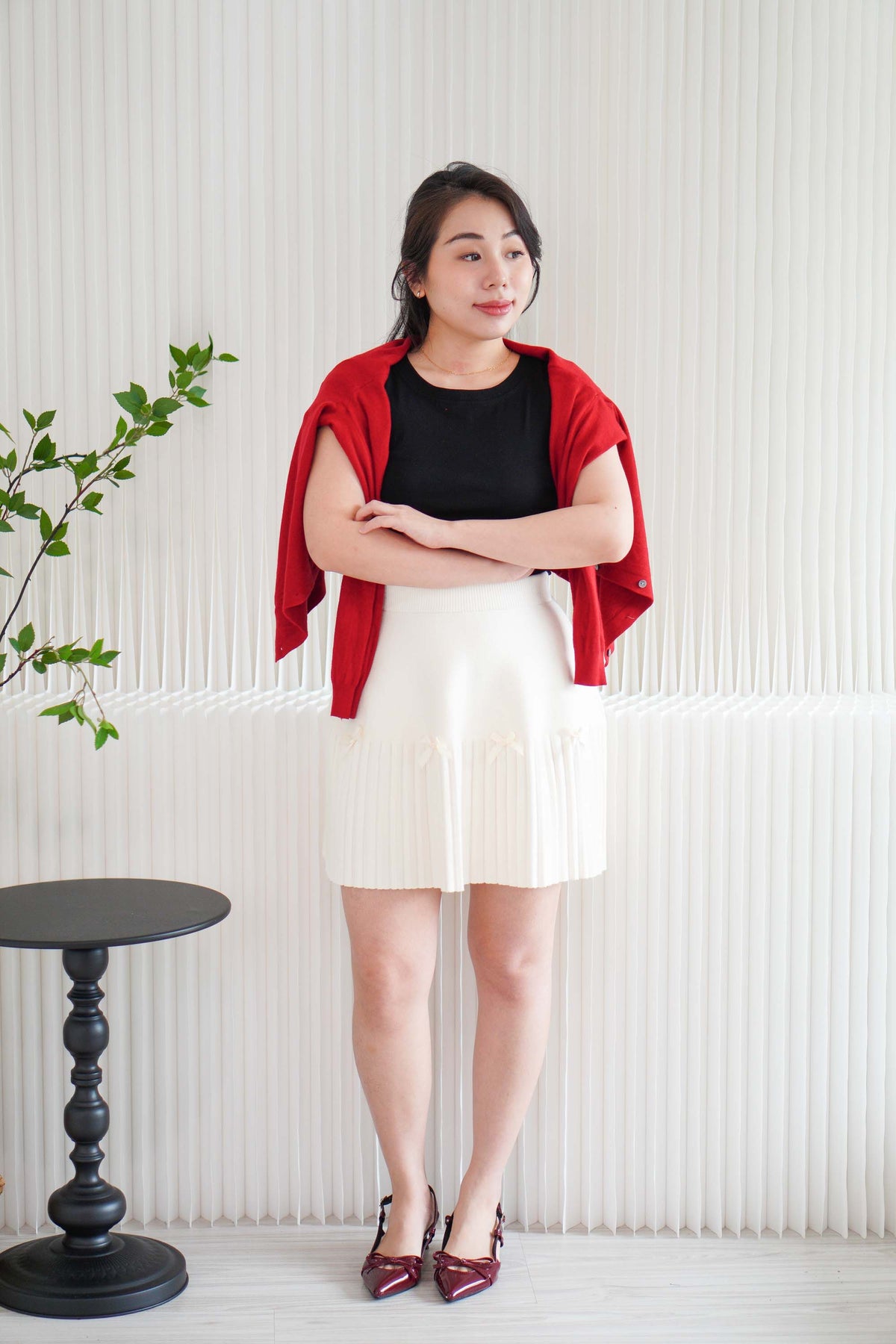 Holly Knit Cardigan Top in Red