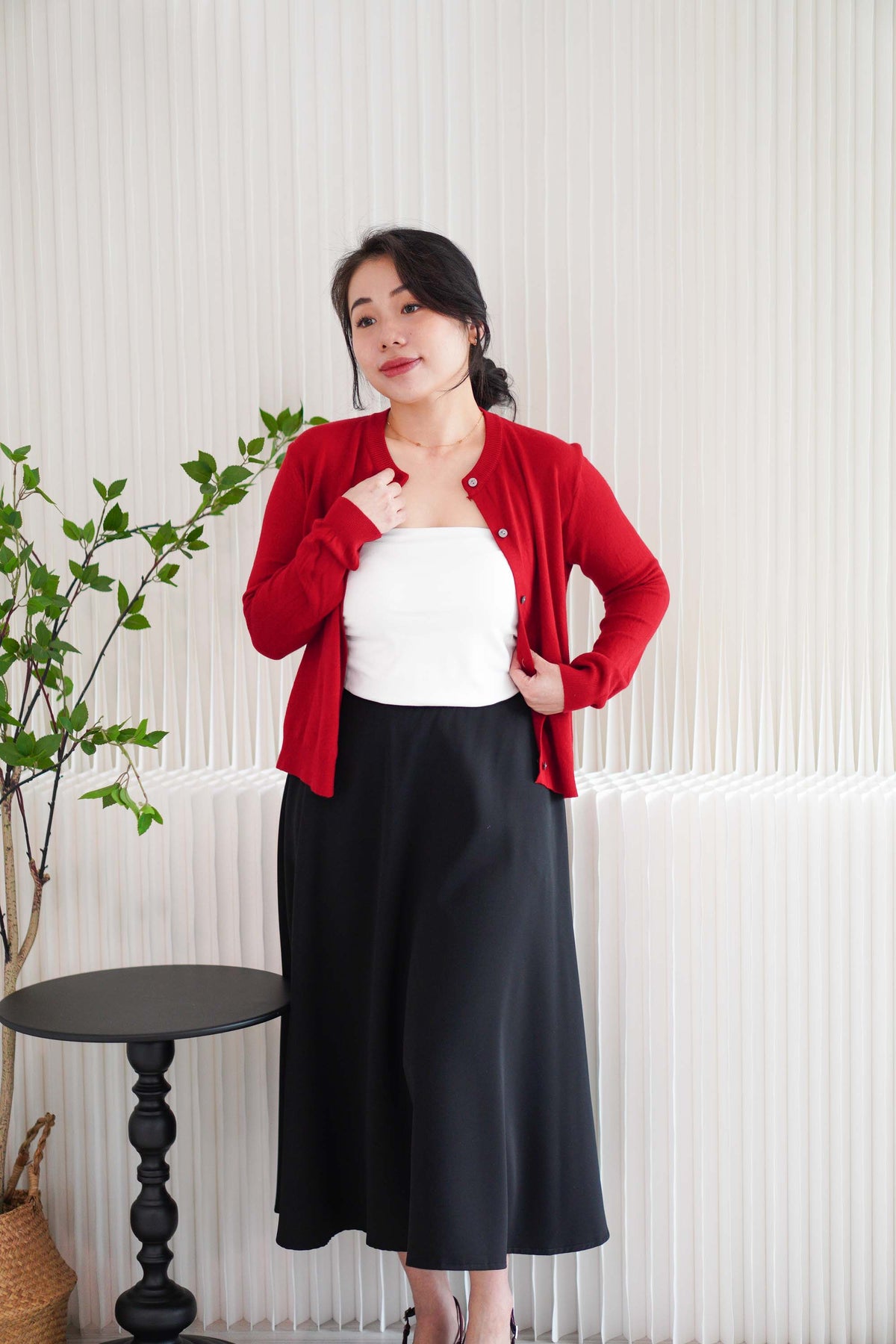 Holly Knit Cardigan Top in Red