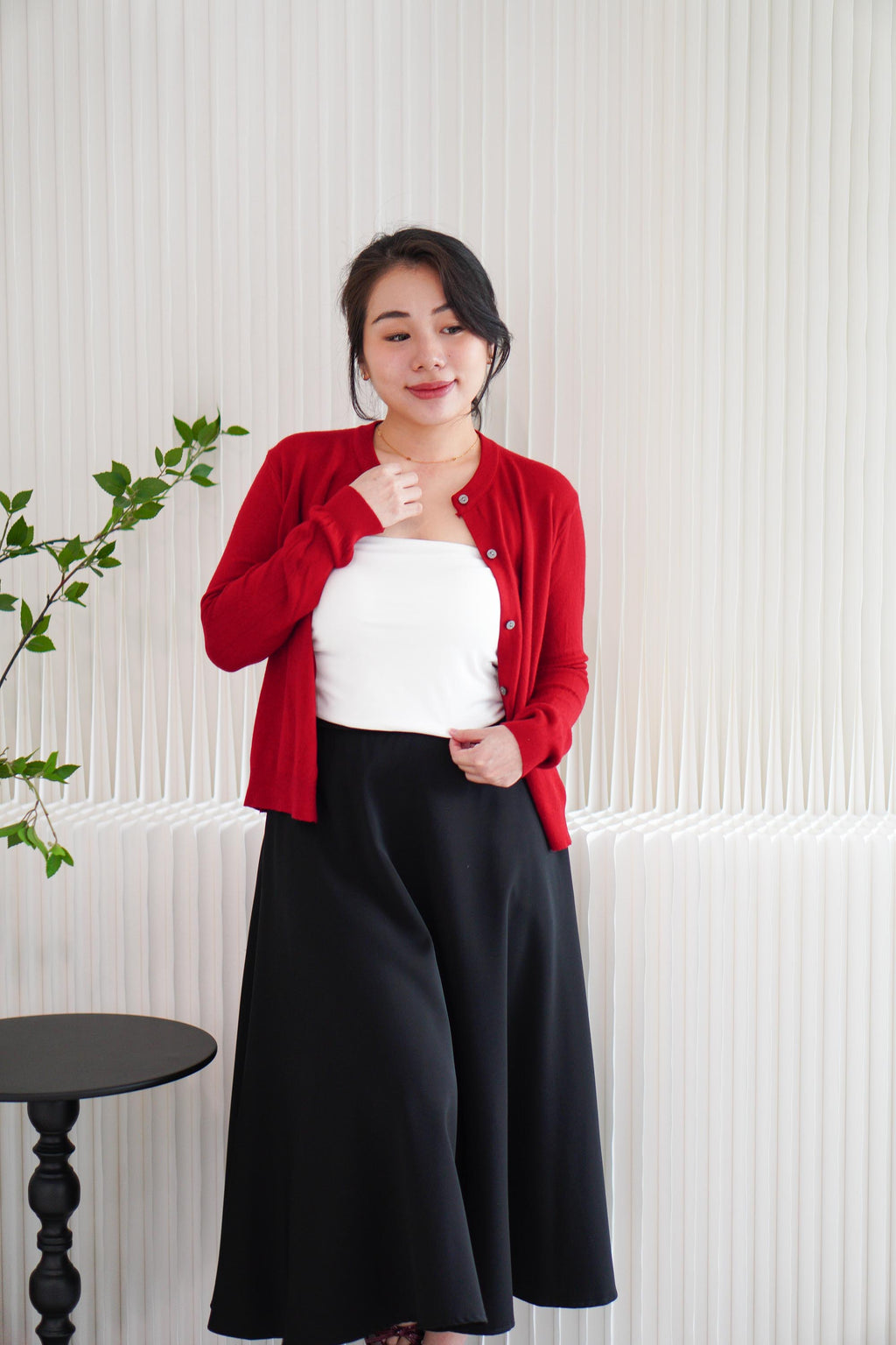 Holly Knit Cardigan Top in Red