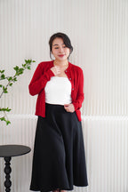 Holly Knit Cardigan Top in Red