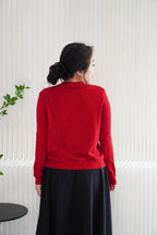 Holly Knit Cardigan Top in Red