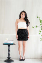 Lumisa Sequin Bodycon Mini Skirt in Black