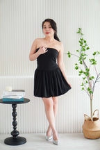 Maris Tube Puffy Mini Dress in Black