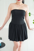 Maris Tube Puffy Mini Dress in Black