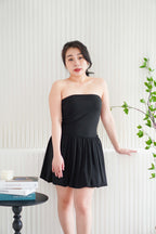 Maris Tube Puffy Mini Dress in Black