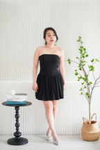 Maris Tube Puffy Mini Dress in Black