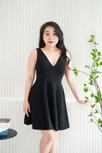 Audra Deep V Padded A-Line Dress in Black