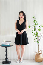 Audra Deep V Padded A-Line Dress in Black