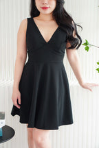 Audra Deep V Padded A-Line Dress in Black