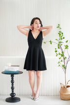 Audra Deep V Padded A-Line Dress in Black