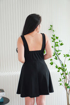 Audra Deep V Padded A-Line Dress in Black