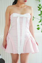 True Love Kiss Tube Ribbon Mini Dress in Pink