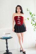 Glitz and Bows Tube Glitter Ribbon Top in Maroon