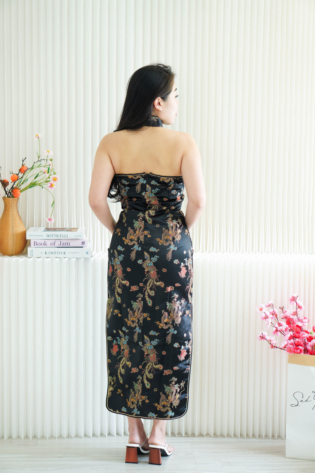 Feng Traditional Halter Cheongsam in Black