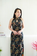 Feng Traditional Halter Cheongsam in Black