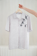(MEN) Qing Feng Collared Top in Light Grey