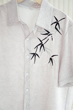 (MEN) Qing Feng Collared Top in Light Grey
