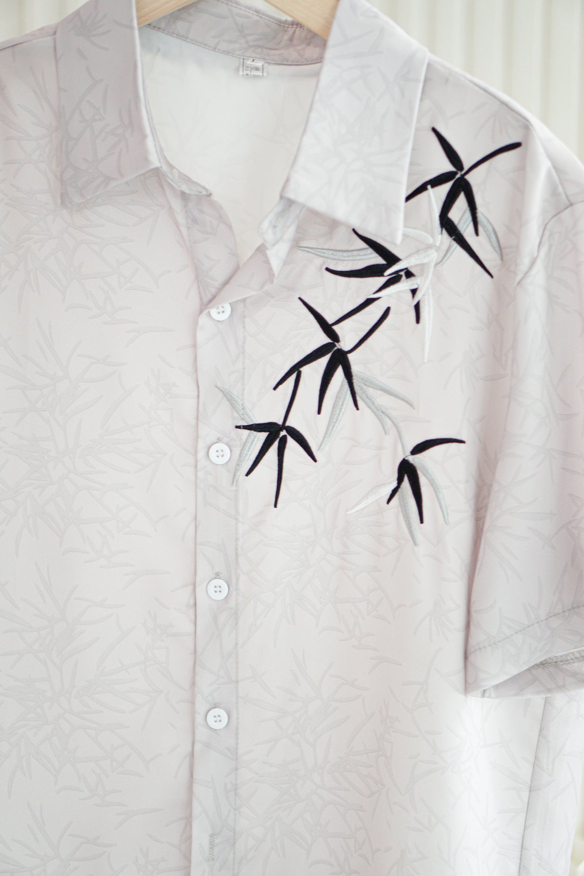 (MEN) Qing Feng Collared Top in Light Grey