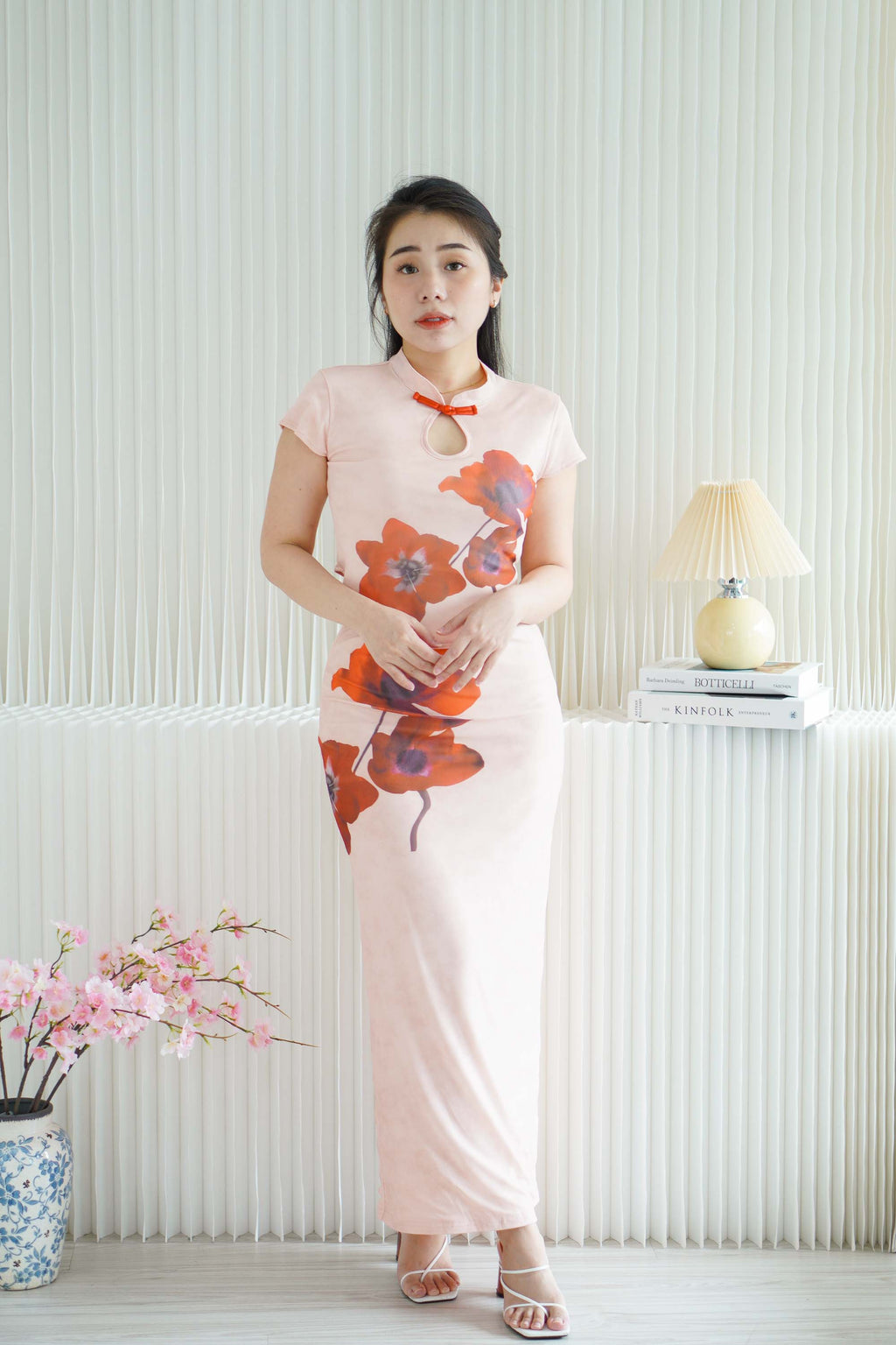 Yu Ji Floral Mesh Bodycon Skirt in Khaki