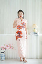Yu Ji Floral Mesh Bodycon Skirt in Khaki