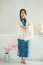 Old Shanghai Long Cheongsam Cover Up in Cream