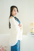 Old Shanghai Long Cheongsam Cover Up in Cream