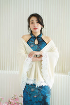 Old Shanghai Long Cheongsam Cover Up in Cream