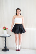 Belle Skater Bubble Skirt with Ribbon in Black