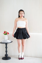 Belle Skater Bubble Skirt with Ribbon in Black