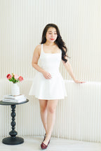 Eliora A-line Structured Mini Crossback Dress in White