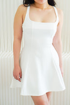 Eliora A-line Structured Mini Crossback Dress in White