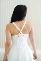 Eliora A-line Structured Mini Crossback Dress in White