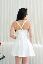 Eliora A-line Structured Mini Crossback Dress in White