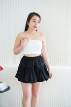 Belle Skater Bubble Skirt with Ribbon in Black