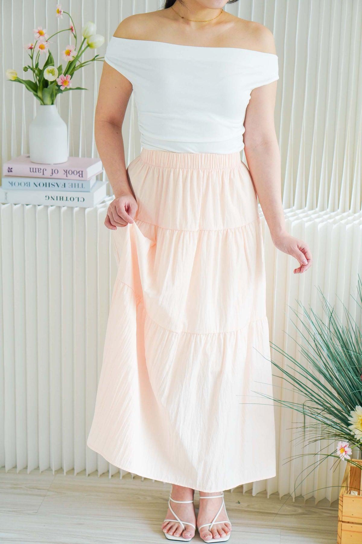 Alabie Layered Maxi Skirt in Peach Pink