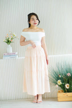 Alabie Layered Maxi Skirt in Peach Pink