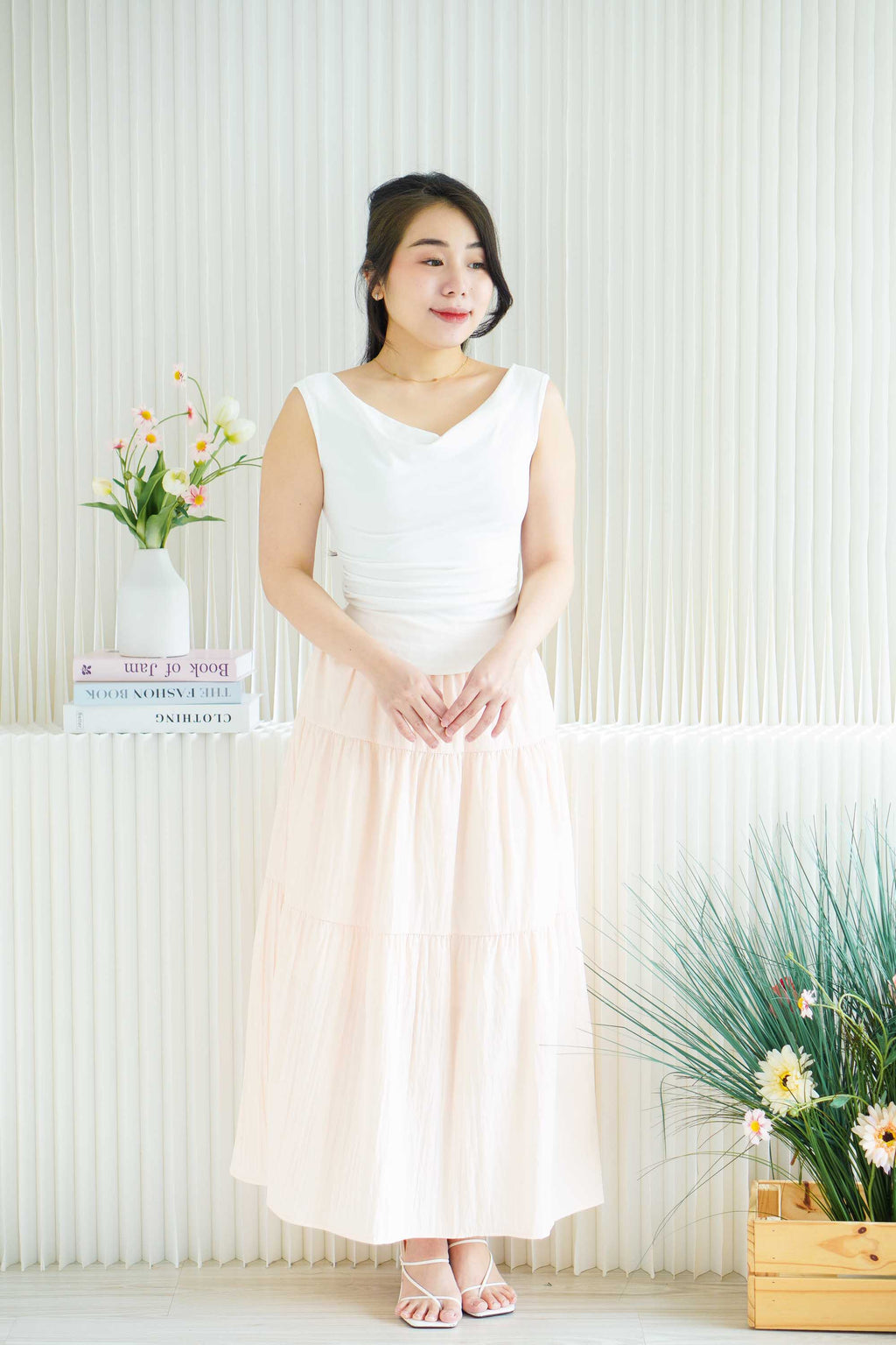 Alabie Layered Maxi Skirt in Peach Pink