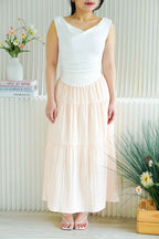 Alabie Layered Maxi Skirt in Peach Pink