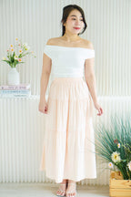Alabie Layered Maxi Skirt in Peach Pink