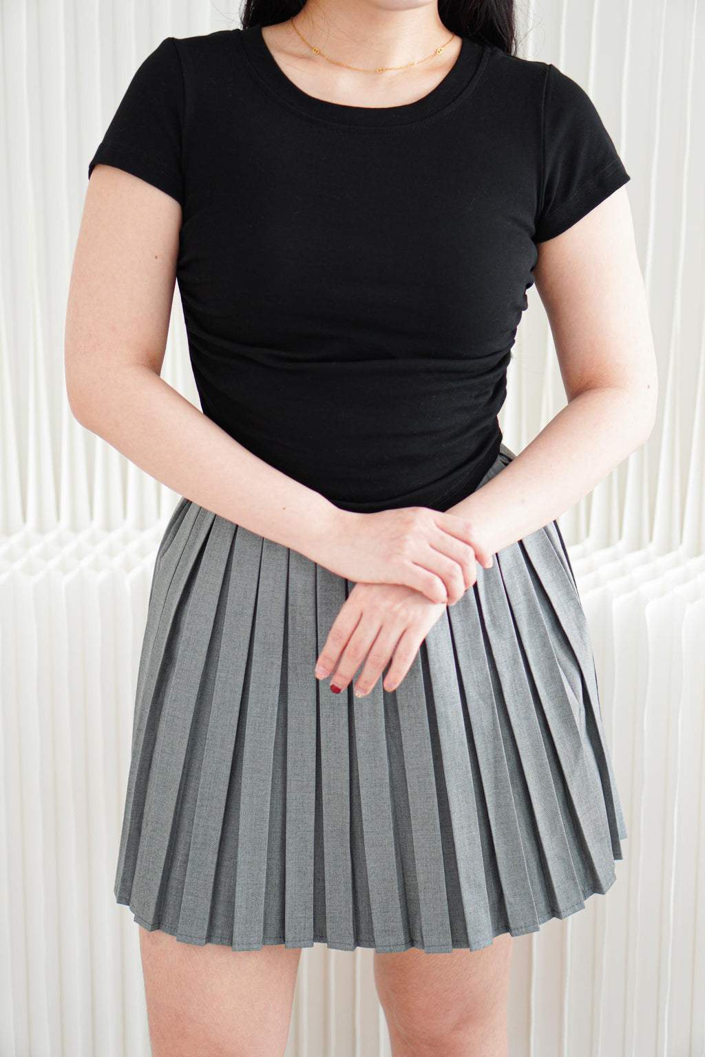 Wumi Basic Ruched Top in Black