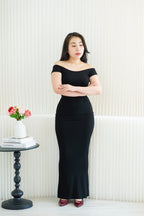 Lucienne Basic Maxi Bodycon Dress in Black