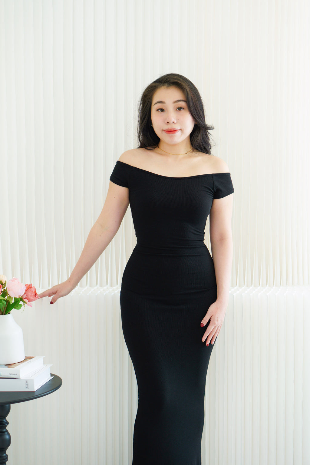 Lucienne Basic Maxi Bodycon Dress in Black