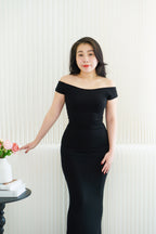 Lucienne Basic Maxi Bodycon Dress in Black